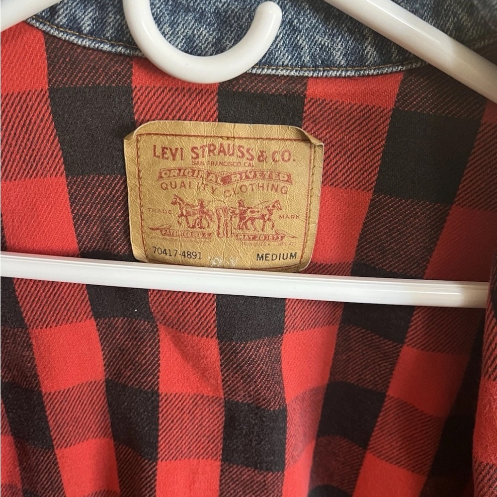 Vintage Levi’s 70417 Type III Trucker Jacket Buffalo Plaid Liner USA Medium - Picture 3 of 15